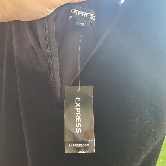 Express Velvet Bodice Polka Dot Tulle Midi Dress Black Party Formal Classic S - Picture 6 of 11